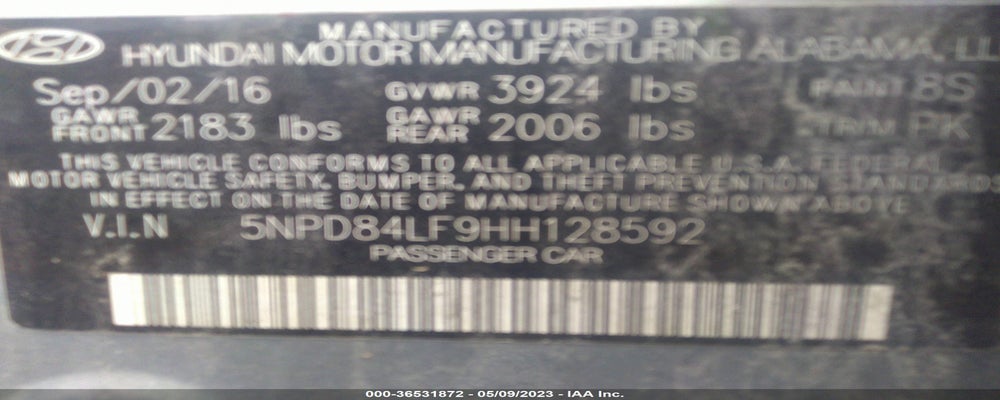 5NPD84LF9HH128592 2017 HYUNDAI ELANTRA photo no. 9