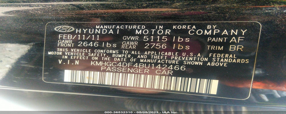 KMHGC4DF4BU142466 2011 HYUNDAI GENESIS photo no. 9