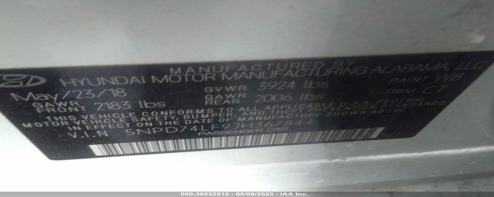 5NPD74LF9JH367844 2018 HYUNDAI ELANTRA photo no. 9