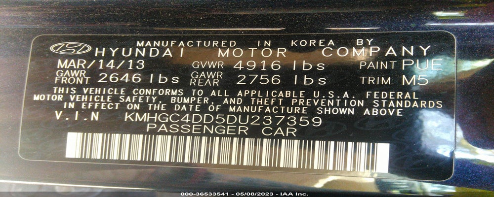 KMHGC4DD5DU237359 2013 HYUNDAI GENESIS photo no. 9