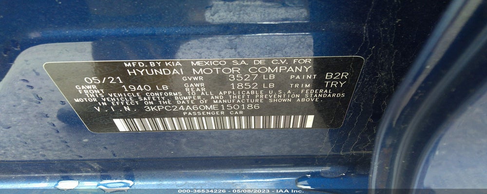 3KPC24A60ME150186 2021 HYUNDAI ACCENT photo no. 9