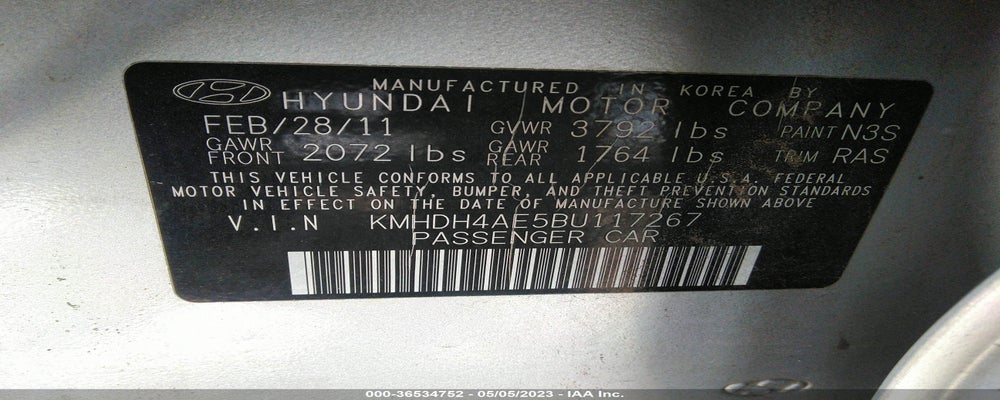KMHDH4AE5BU117267 2011 HYUNDAI ELANTRA photo no. 9