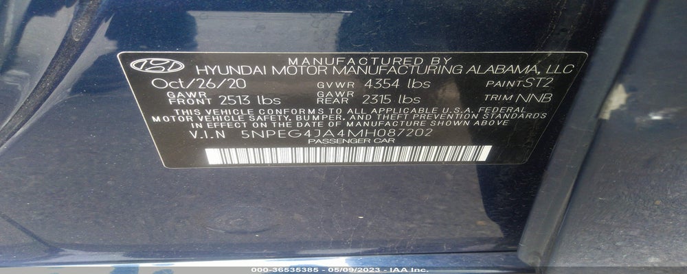 5NPEG4JA4MH087202 2021 HYUNDAI SONATA photo no. 9