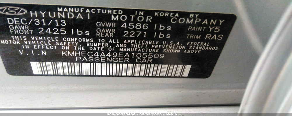 KMHEC4A49EA105509 2014 HYUNDAI SONATA HYBRID photo no. 9
