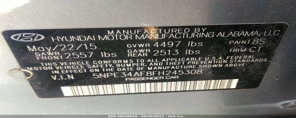 5NPE34AF8FH245308 2015 HYUNDAI SONATA photo no. 9