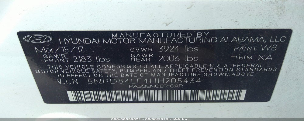 5NPD84LF4HH205434 2017 HYUNDAI ELANTRA photo no. 9