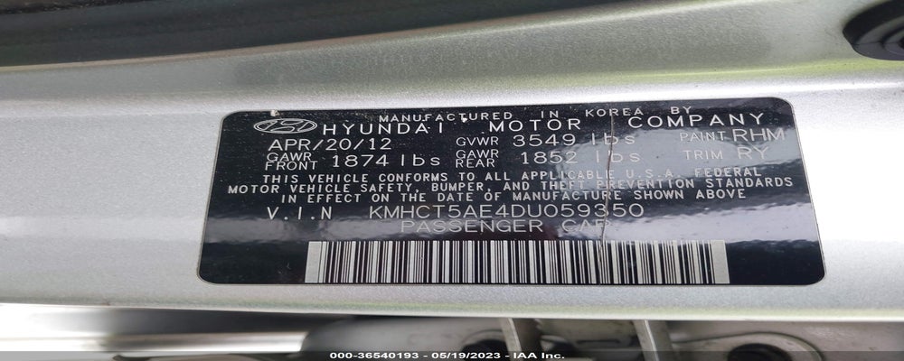 KMHCT5AE4DU059350 2013 HYUNDAI ACCENT photo no. 9