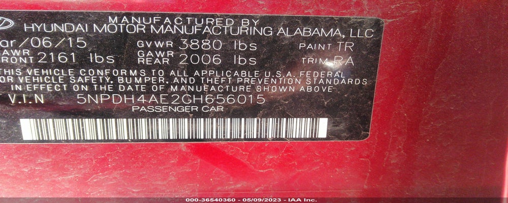 5NPDH4AE2GH656015 2016 HYUNDAI ELANTRA photo no. 9