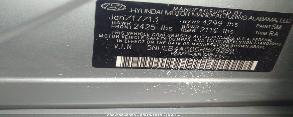5NPEB4AC0DH679289 2013 HYUNDAI SONATA photo no. 9