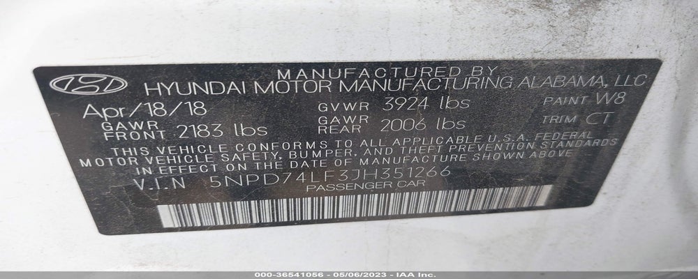 5NPD74LF3JH351266 2018 HYUNDAI ELANTRA photo no. 9