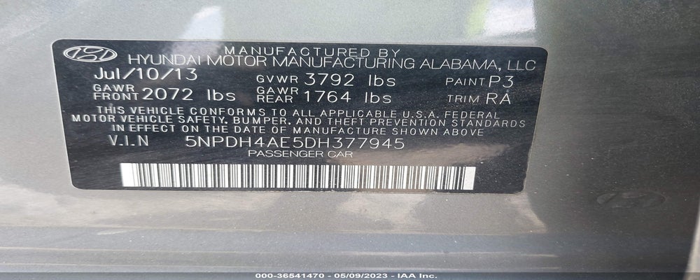 5NPDH4AE5DH377945 2013 HYUNDAI ELANTRA photo no. 9