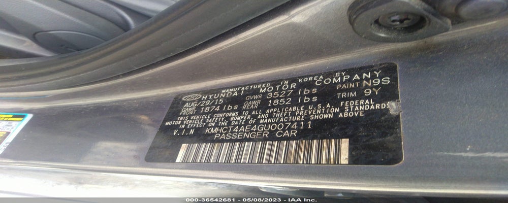KMHCT4AE4GU007411 2016 HYUNDAI ACCENT photo no. 9