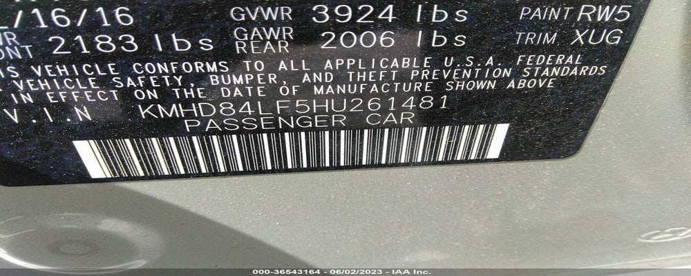 KMHD84LF5HU261481 2017 HYUNDAI ELANTRA photo no. 9