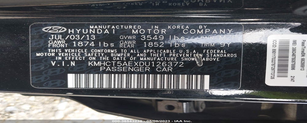 KMHCT5AEXDU126372 2013 HYUNDAI ACCENT photo no. 9