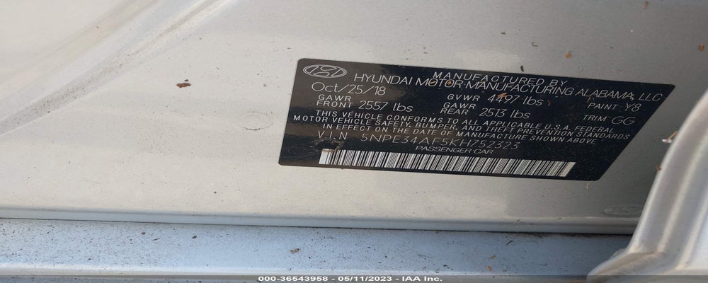 5NPE34AF5KH752323 2019 HYUNDAI SONATA photo no. 9