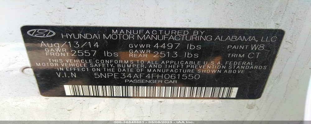 5NPE34AF4FH061550 2015 HYUNDAI SONATA photo no. 9