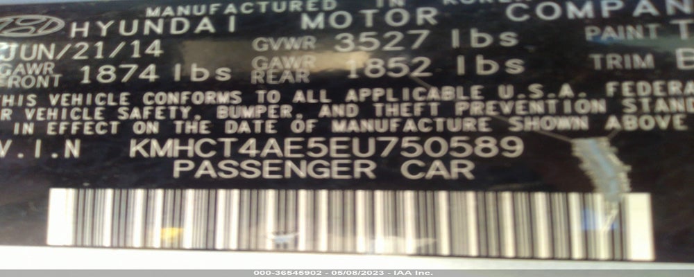 KMHCT4AE5EU750589 2014 HYUNDAI ACCENT photo no. 9
