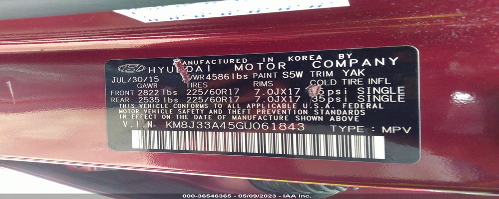 KM8J33A45GU061843 2016 HYUNDAI TUCSON photo no. 9