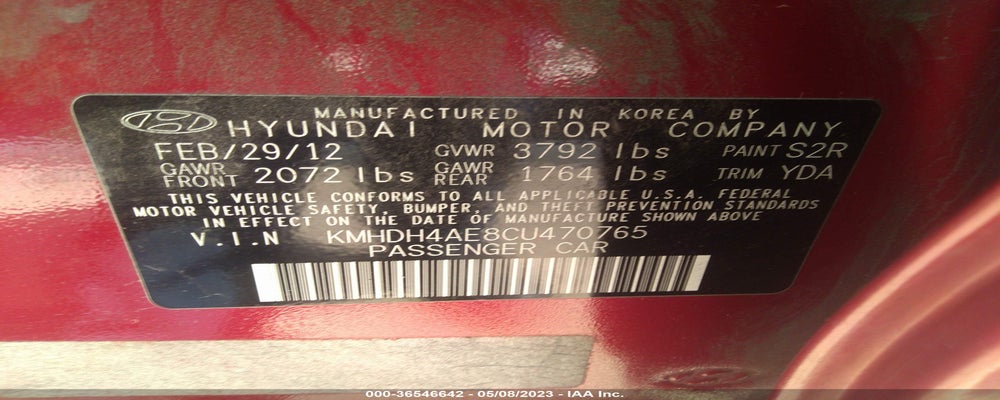 KMHDH4AE8CU470765 2012 HYUNDAI ELANTRA photo no. 9