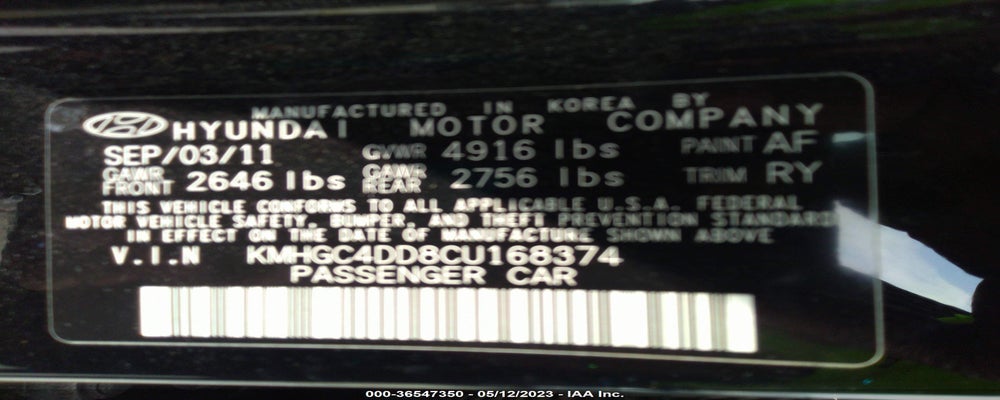 KMHGC4DD8CU168374 2012 HYUNDAI GENESIS photo no. 9