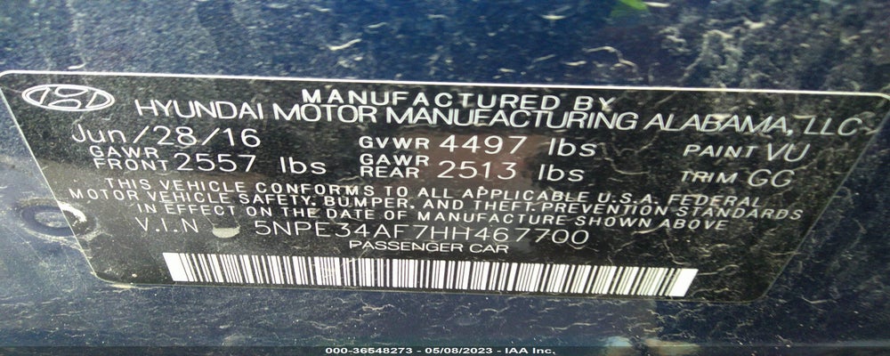 5NPE34AF7HH467700 2017 HYUNDAI SONATA photo no. 9
