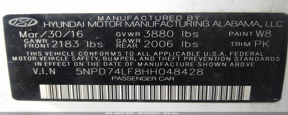 5NPD74LF8HH048428 2017 HYUNDAI ELANTRA photo no. 9