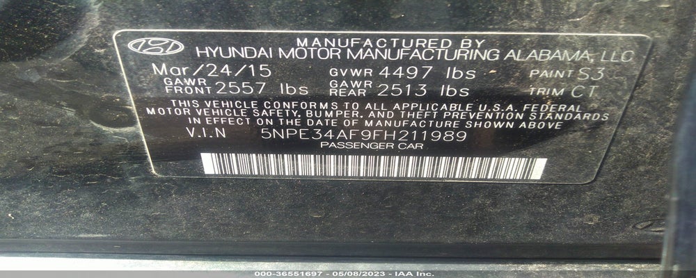 5NPE34AF9FH211989 2015 HYUNDAI SONATA photo no. 9