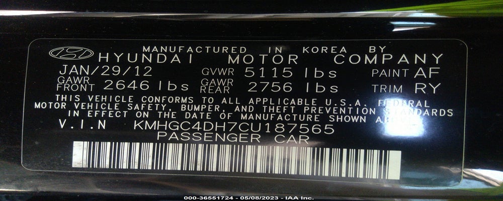 KMHGC4DH7CU187565 2012 HYUNDAI GENESIS photo no. 9