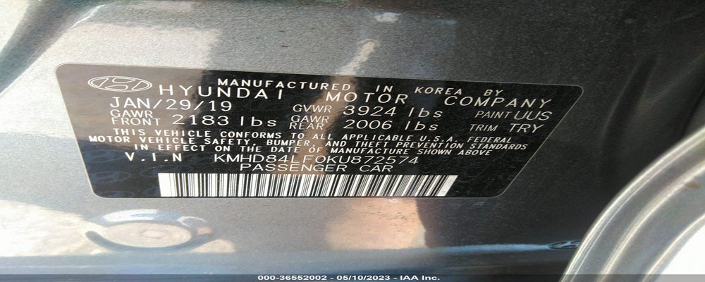 KMHD84LF0KU872574 2019 HYUNDAI ELANTRA photo no. 9