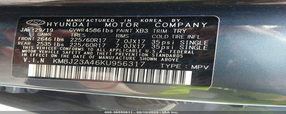KM8J23A46KU956317 2019 HYUNDAI TUCSON photo no. 9