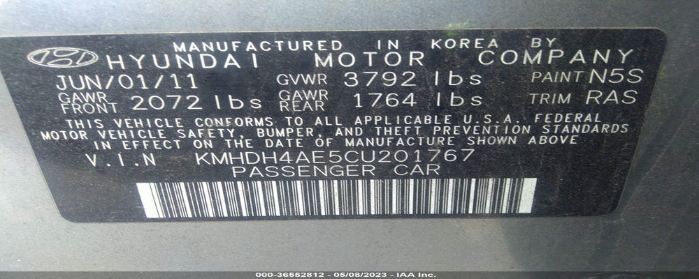 KMHDH4AE5CU201767 2012 HYUNDAI ELANTRA photo no. 9