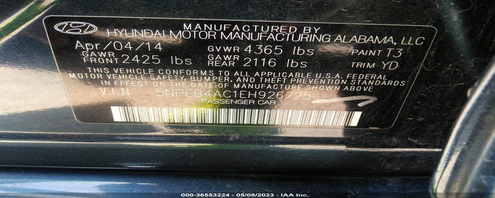 5NPEB4AC1EH926725 2014 HYUNDAI SONATA photo no. 9
