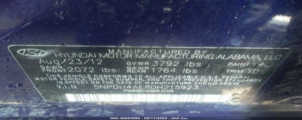 5NPDH4AE8DH215923 2013 HYUNDAI ELANTRA photo no. 9