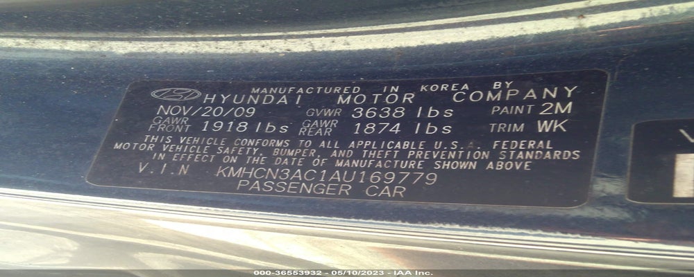 KMHCN3AC1AU169779 2010 HYUNDAI ACCENT photo no. 9