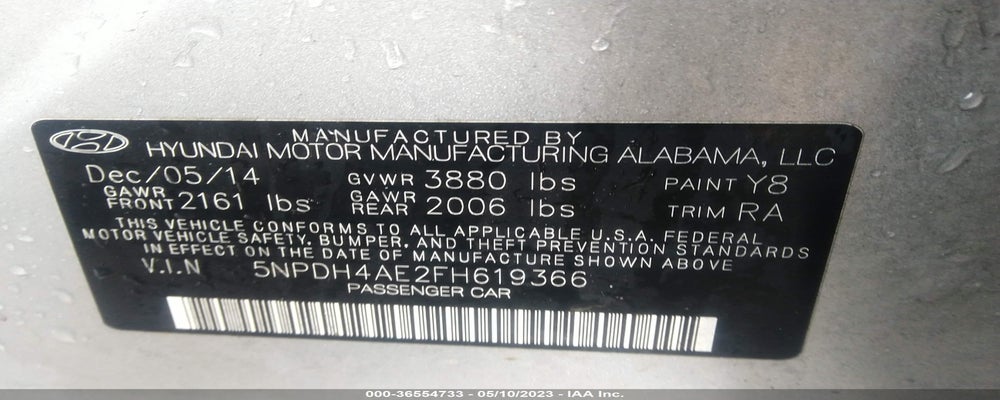 5NPDH4AE2FH619366 2015 HYUNDAI ELANTRA photo no. 9