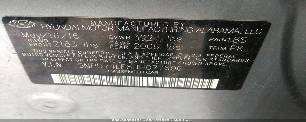 5NPD74LF8HH077606 2017 HYUNDAI ELANTRA photo no. 9