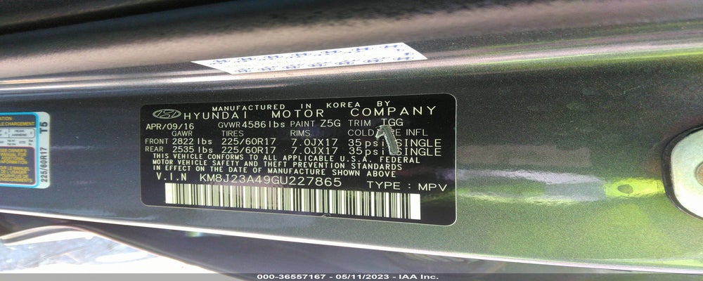KM8J23A49GU227865 2016 HYUNDAI TUCSON photo no. 9