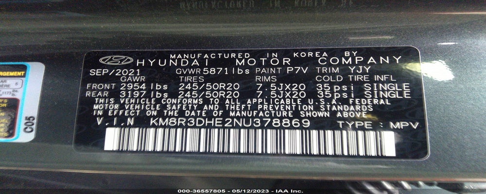KM8R3DHE2NU378869 2022 HYUNDAI PALISADE photo no. 9