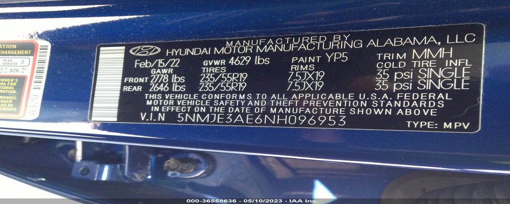 5NMJE3AE6NH096953 2022 HYUNDAI TUCSON photo no. 9