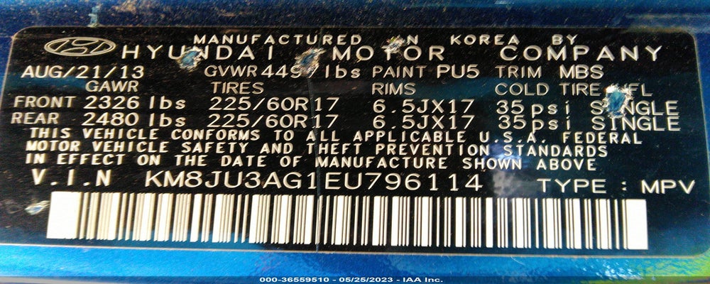 KM8JU3AG1EU796114 2014 HYUNDAI TUCSON photo no. 9