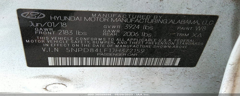 5NPD84LF1JH372159 2018 HYUNDAI ELANTRA photo no. 9