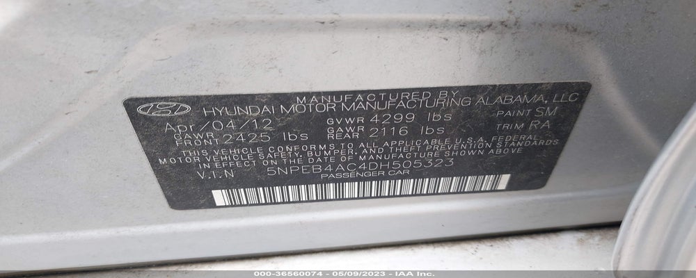 5NPEB4AC4DH505323 2013 HYUNDAI SONATA photo no. 9