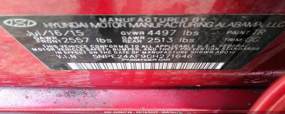 5NPE24AF9GH271646 2016 HYUNDAI SONATA photo no. 9