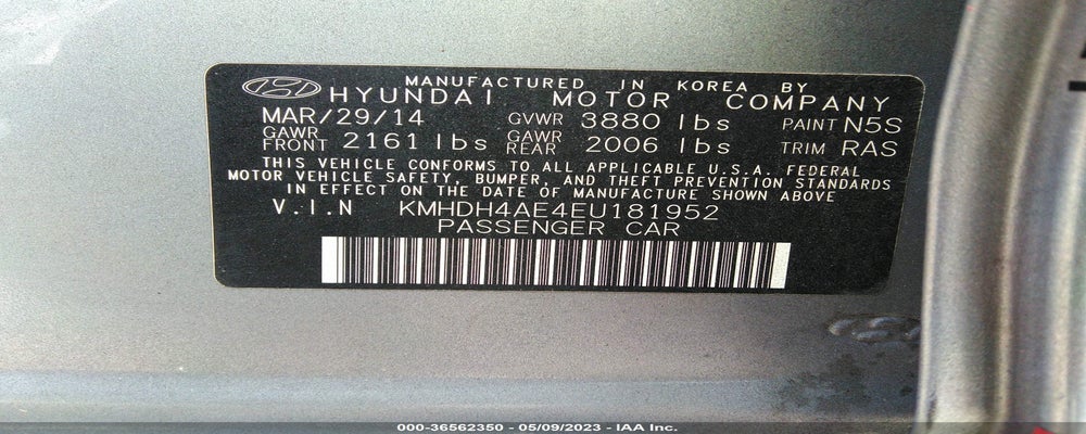 KMHDH4AE4EU181952 2014 HYUNDAI ELANTRA photo no. 9