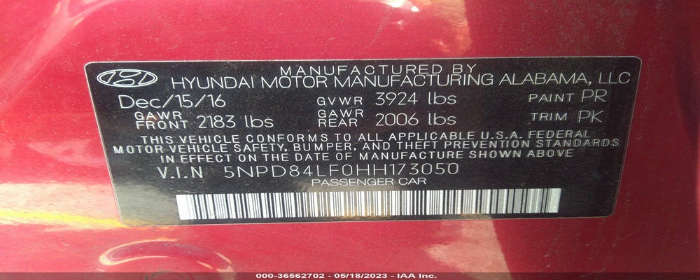 5NPD84LF0HH173050 2017 HYUNDAI ELANTRA photo no. 9