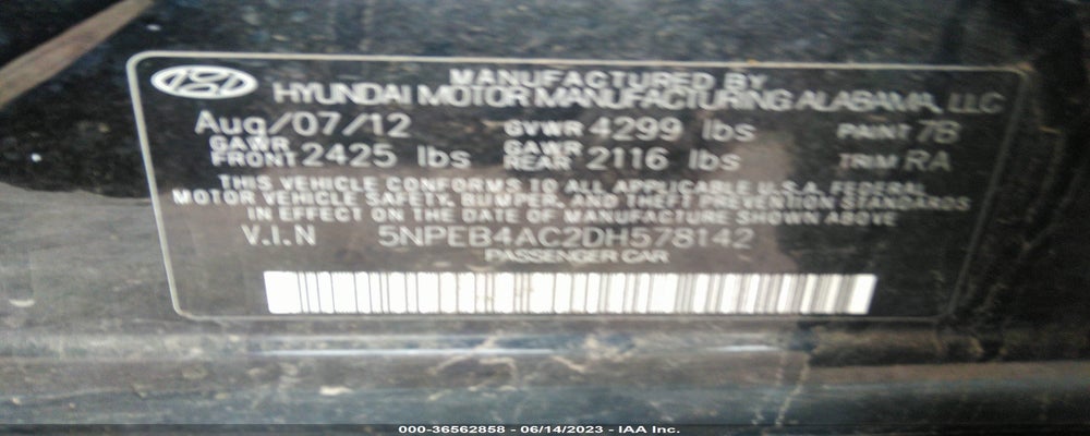 5NPEB4AC2DH578142 2013 HYUNDAI SONATA photo no. 9
