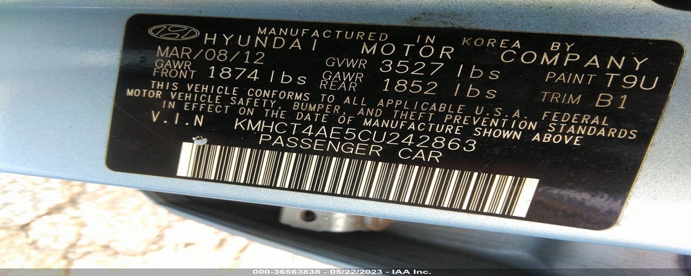 KMHCT4AE5CU242863 2012 HYUNDAI ACCENT photo no. 9