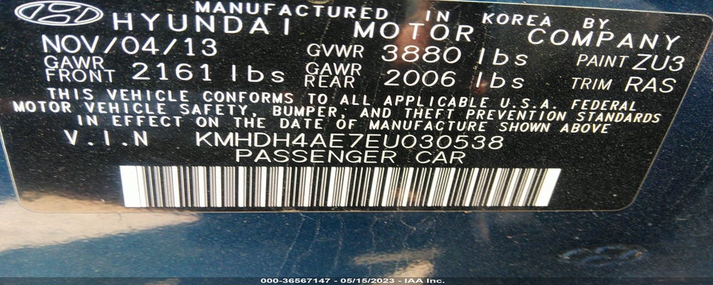 KMHDH4AE7EU030538 2014 HYUNDAI ELANTRA photo no. 9