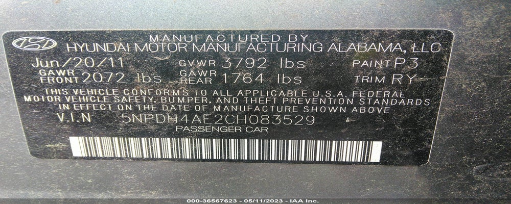 5NPDH4AE2CH083529 2012 HYUNDAI ELANTRA photo no. 9
