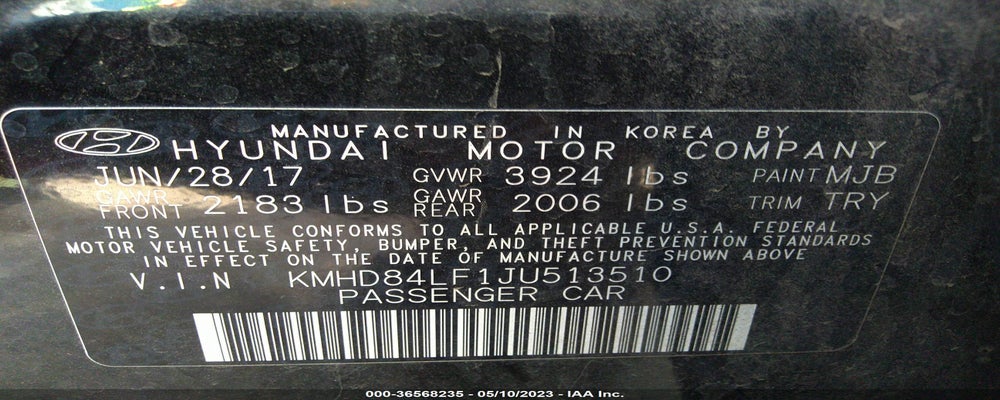 KMHD84LF1JU513510 2018 HYUNDAI ELANTRA photo no. 9